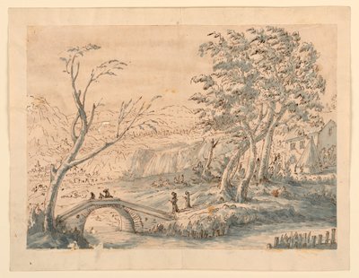 Dessin, Paysage avec pont, 1770-1786 - Carlo Marchionni