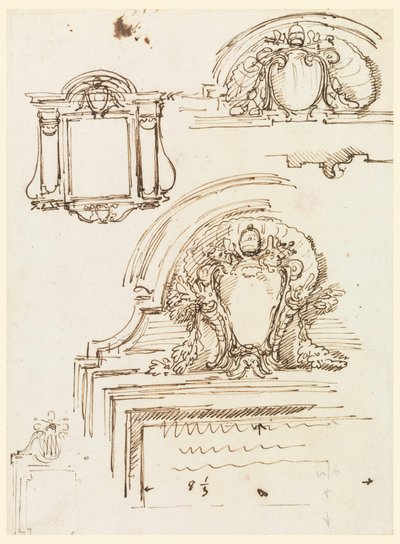 Dessin, Esquisses de cadres pour la sacristie de Saint-Pierre, 1740-58 - Carlo Marchionni