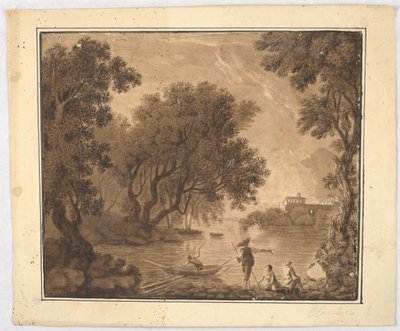 Pêcheurs dans le paysage - Carlo Marchionni