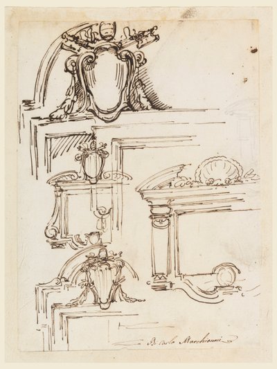 Six esquisses pour cadres de tablettes - Carlo Marchionni
