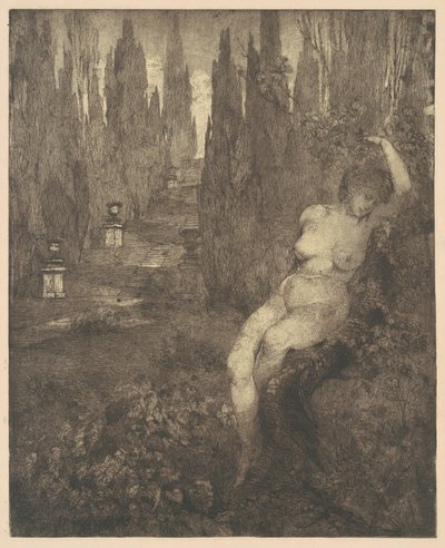 Femme nue endormie dans le parc - Carlo Paolo Agazzi