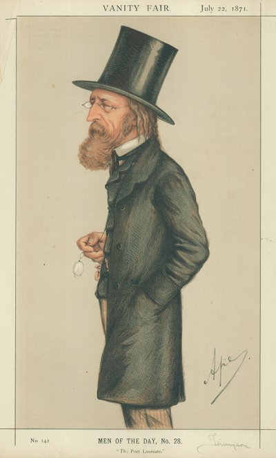 Alfred Tennyson, le poète lauréat, 22 juillet 1871, caricature de Vanity Fair - Carlo Pellegrini