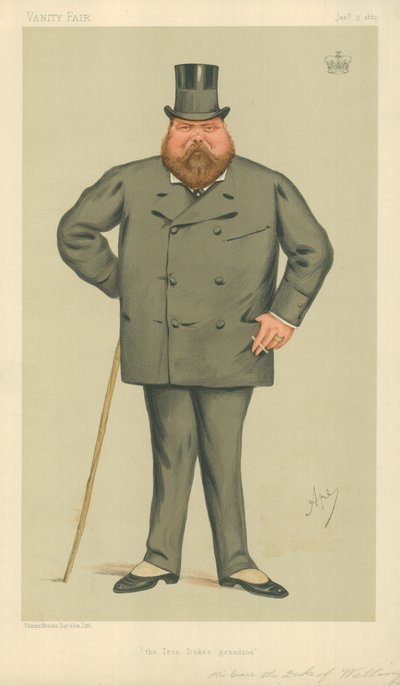 Son Altesse le duc de Wellington, le petit-fils du duc de fer, 3 janvier 1885, caricature de Vanity Fair - Carlo Pellegrini