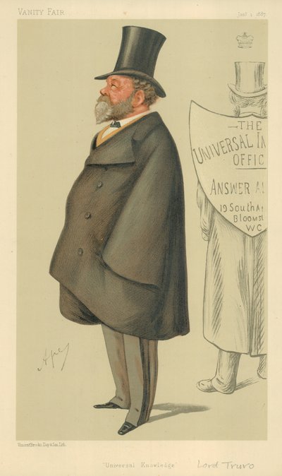Lord Truro, Connaissance Universelle, 1er janvier 1887, caricature de Vanity Fair - Carlo Pellegrini