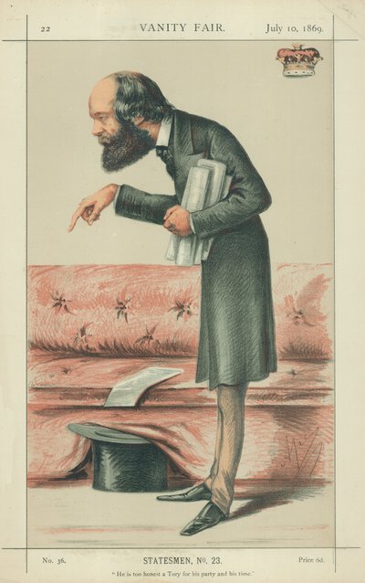 Marquis de Salisbury, il est trop honnête un tory pour son parti et son temps, 10 juillet 1869, caricature de Vanity Fair - Carlo Pellegrini