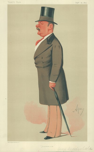 M. George Augustus Sala, Journalisme, 25 septembre 1875, caricature de Vanity Fair - Carlo Pellegrini