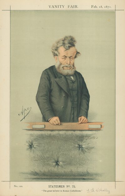 M. George Hammond Whalley, le grand croyant en le catholicisme romain, 18 février 1871, caricature de Vanity Fair - Carlo Pellegrini