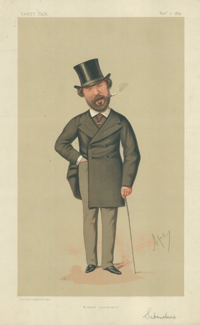M. Henry Du Pre Labouchere, Assurance modeste, 7 novembre 1874, caricature de Vanity Fair - Carlo Pellegrini