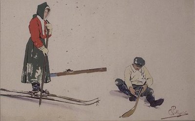 Fixant ses skis - Carlo Pellegrini