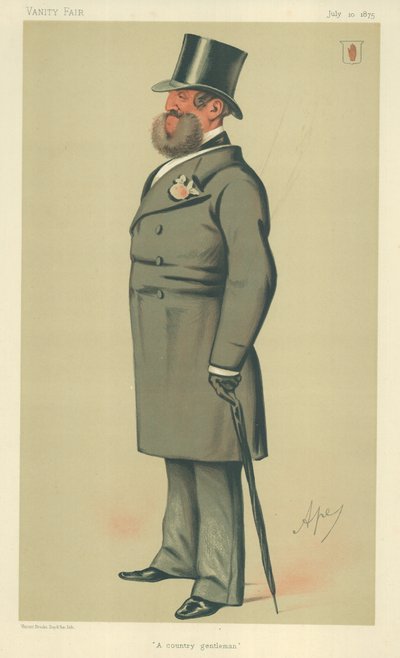 Sir Henry Josias Stracey, un gentilhomme de campagne, 10 juillet 1875, caricature de Vanity Fair - Carlo Pellegrini