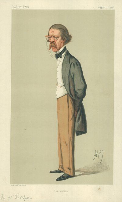Sir Henry Thompson, Crémation 1er août 1874, caricature de Vanity Fair - Carlo Pellegrini