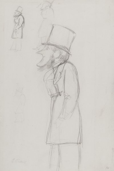 Esquisse pour une caricature, possiblement de G. Russell - Carlo Pellegrini