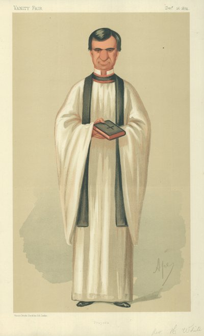 Le révérend Henry White, prières, 26 décembre 1874, caricature de Vanity Fair - Carlo Pellegrini