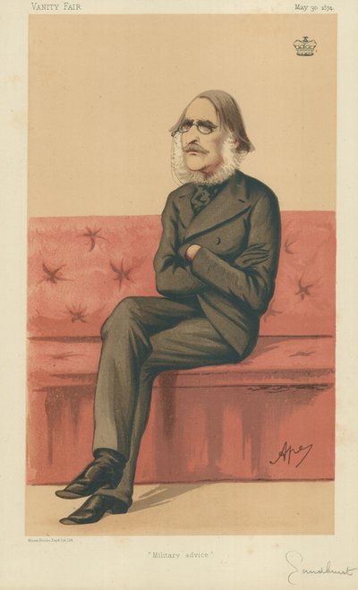 Le très honorable Lord Sandhurst, conseil militaire, 30 mai 1874, caricature de Vanity Fair - Carlo Pellegrini