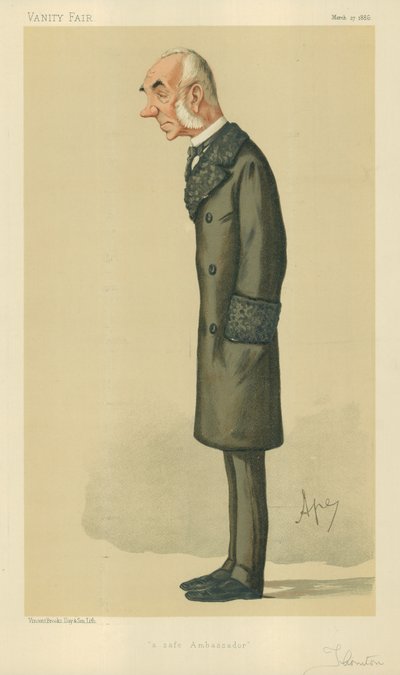 Le très honorable Sir Edward Thornton, Un ambassadeur sûr, 27 mars 1886, caricature de Vanity Fair - Carlo Pellegrini