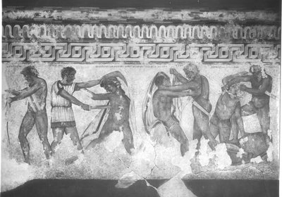 Reconstruction de la peinture murale étrusque dans la Tombe François à Vulci de c.320-280 av. J.-C. - Carlo Ruspi