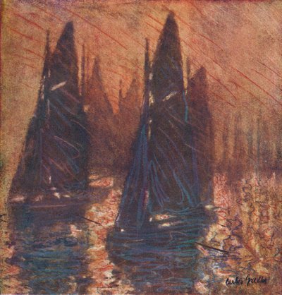 Bateaux de pêche dans le brouillard, vers 1913 - Carlos Grethe