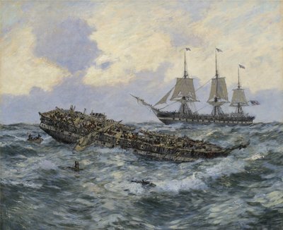 Engagement entre la frégate américaine Constitution et le H.M.S. Guerriere, 1895 - Carlton Theodore Chapman