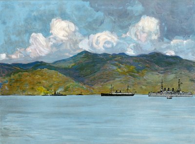 Nos navires de guerre au large de la côte près de Santiago de Cuba, 3 juin 1898 - Carlton Theodore Chapman