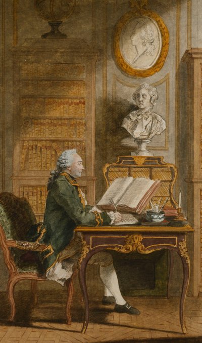 Monsieur de Cormainville dans sa Bibliothèque, Écrivant à son Bureau - Carmontelle