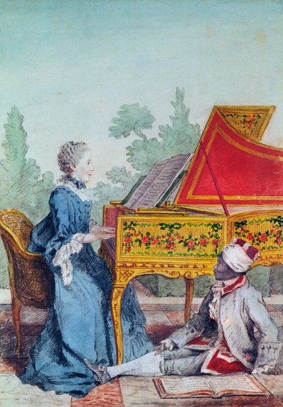 Portrait de Mademoiselle Desgots de Saint-Domingue avec son esclave Laurent - Carmontelle