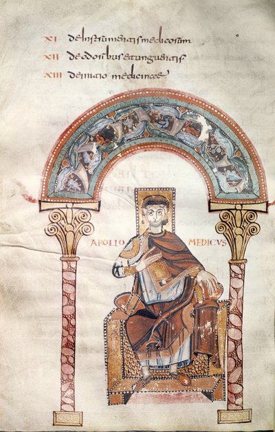 Apollon Medicus, de Etymologiae par Isidore de Séville - Carolingian School