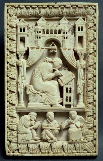 Saint Grégoire écrivant avec des scribes en dessous, école franco-allemande, vers 850-875 - Carolingian School