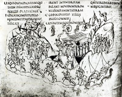 Diverses scènes illustrant un psaume, du Psautier d