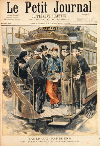 Un soldat rapatrié de Madagascar, gravé par Fortune-Louis Meaulle (1844-1901), illustration du Petit Journal, 12 janvier 1896 - Carrey