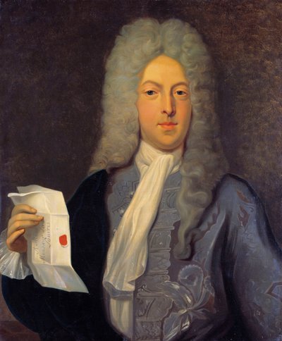 Portrait de John Law (1671 - 1729) Contrôleur financier, financier écossais qui a causé la faillite en 1720 (Événement de la rue Quincampoix) - Casimir de Balthasar