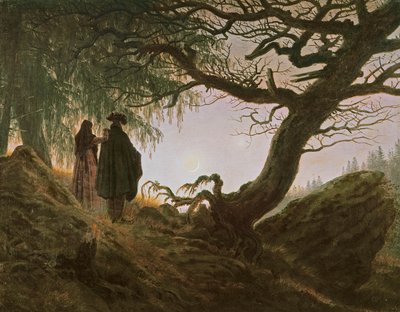 Un homme et une femme contemplant la lune par Caspar David Friedrich (1774-1840) - Caspar David Friedrich
