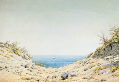 Vue à travers une dépression côtière sur la mer - Caspar David Friedrich
