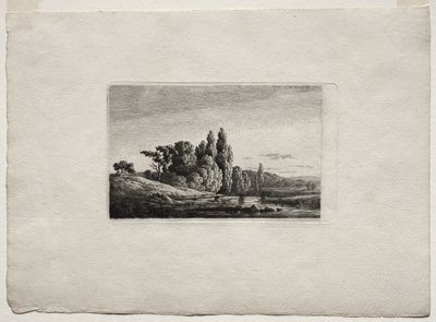 Passerelle avec croix devant des arbres à une rivière, vers 1803 - Caspar David Friedrich