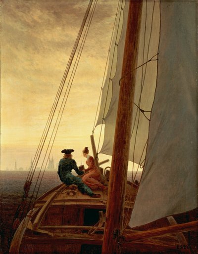 French : Sur un voilier On a Sailing Ship - Caspar David Friedrich