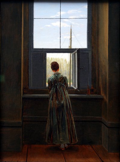 Allemand : Frau am Fenster Femme à la fenêtre - Caspar David Friedrich