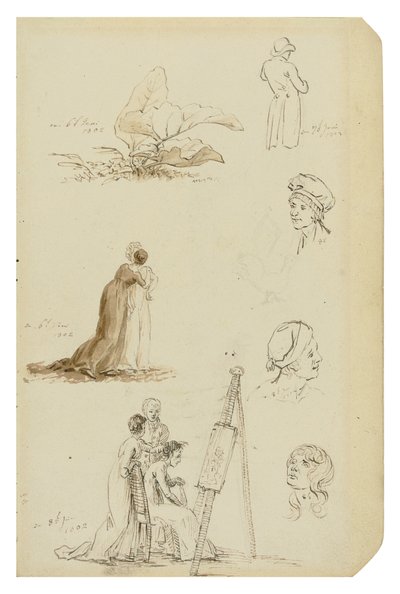 French : Étude de têtes, de personnages et de feuillages - Caspar David Friedrich
