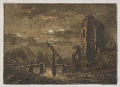 Paysage avec pont basculant et ruine au clair de lune - Caspar David Friedrich