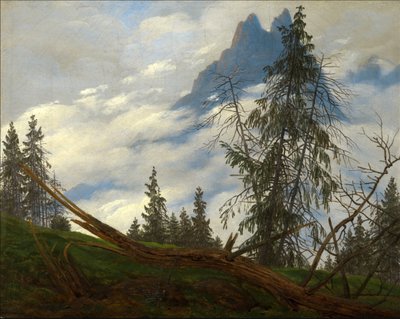 Pic de montagne avec nuages dérivants - Caspar David Friedrich