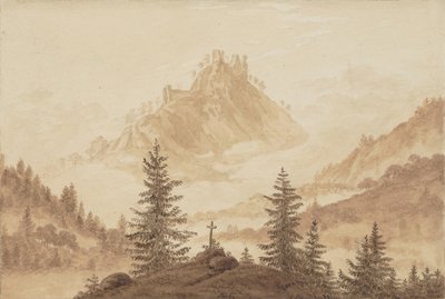 Paysage de montagne avec brouillard dans la vallée, vers 1805 - Caspar David Friedrich