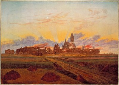 Lever de soleil à Neubrandenbourg - Caspar David Friedrich