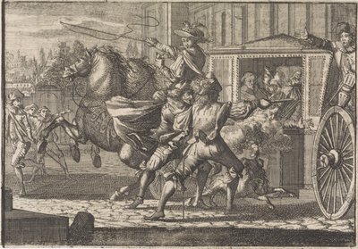 Attaque de Nicolau Monteiro, prieur de Cedofeita, dans les rues de Rome - Caspar Luyken (attributed to)