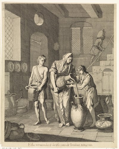 Élisée aide une pauvre veuve - Caspar Luyken