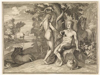 Ève offre le fruit défendu à Adam - Caspar Luyken