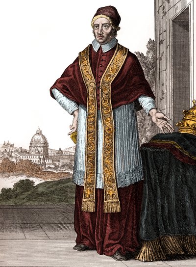 Portrait du pape Clément XI (pape de 1700 à 1721) - Dessins de Caspar Luyken - Gravé et publié par Christoph Weigel (Nuremberg 1703) - Caspar Luyken