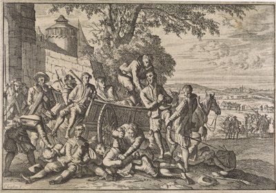 Soldats espagnols chargés sur des chariots et emmenés, 1641 - Caspar Luyken