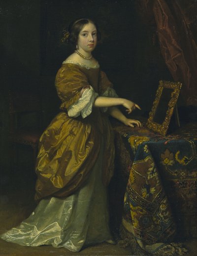 Fille devant un miroir - Caspar Netscher