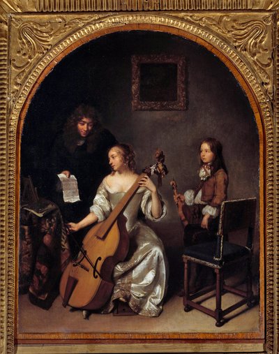 La leçon de basse de viole - Caspar Netscher