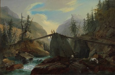 Passerelle en bois sur la Lütschine près de Gsteig, 1774 - Caspar Wolf
