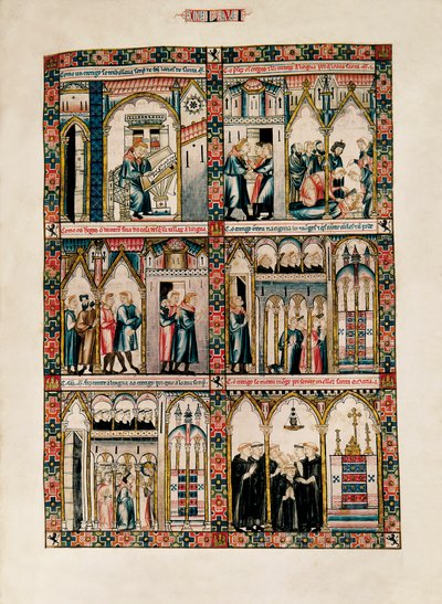 Miniatures dédiées à Sainte Marie et ses miracles, des Cantigas de Santa María (Chants de Sainte Marie), Fol. 156 - Catalan School