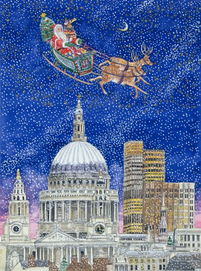 Père Noël survolant Londres - Catherine Bradbury